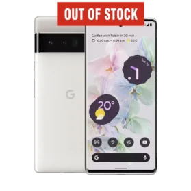 Cutout of front & rear sides of Google Pixel 7 Pro smartphone in Cloudy White for business contract