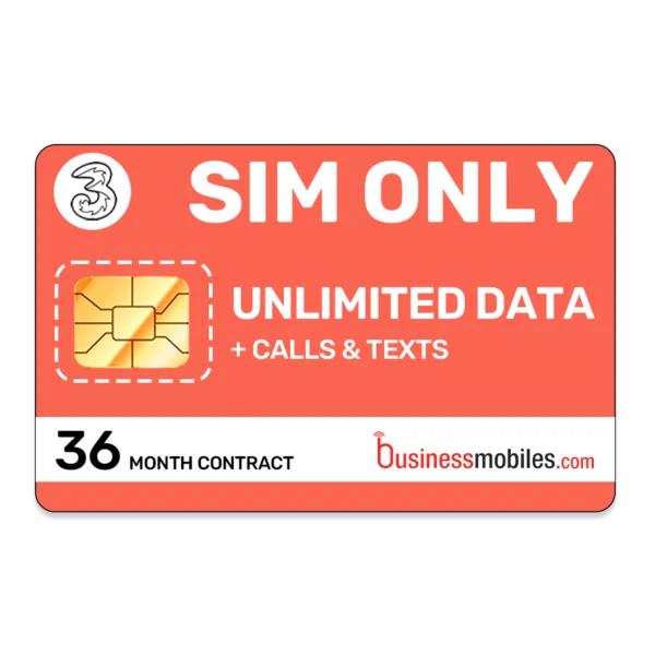 Three Business SIM only unlimited data 36 month contract