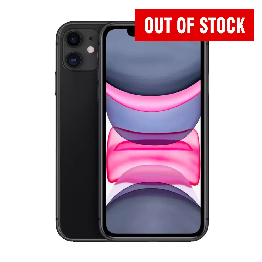 Black iPhone 11 Apple smartphone front & rear cutout