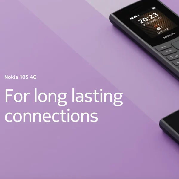 Nokia 105 4G showcasing long-lasting connections and battery life