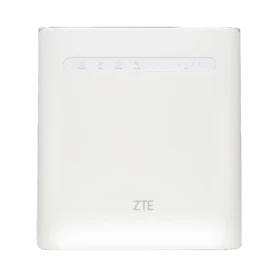 Front facing view of ZTE MF286R 4G router in white