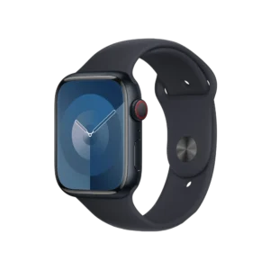 Apple Watch Series 9 in Midnight black with rubber strap