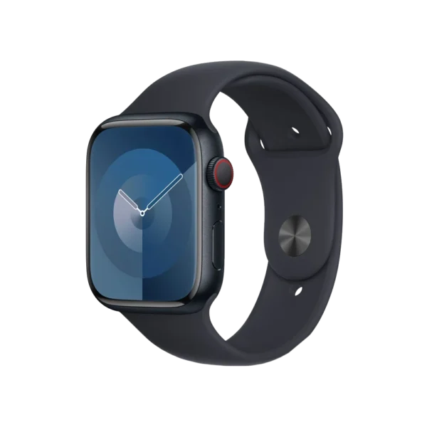 Apple Watch Series 9 in Midnight black with rubber strap