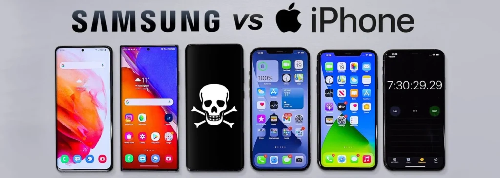 Collection of Apple vs Samsung smartphones 