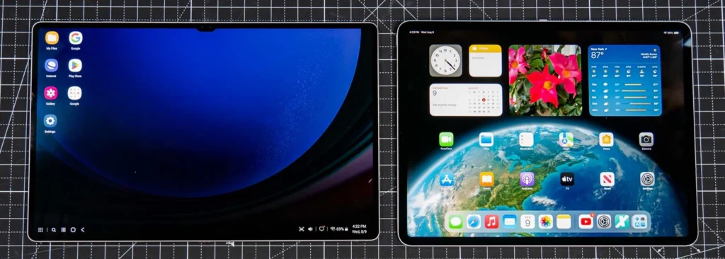 New Apple iPad Pro 7 next to Samsung Galaxy Tab S9 Ultra