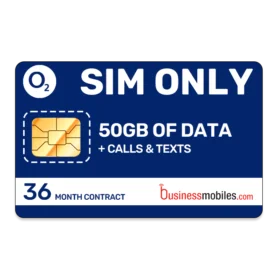 O2 Business SIM only 50gb data 36 month contract