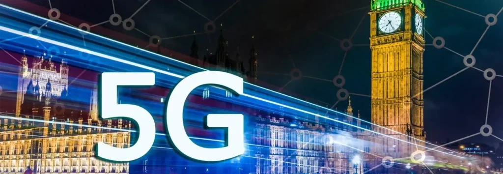 5G data imposed over London's Big Ben in the UK