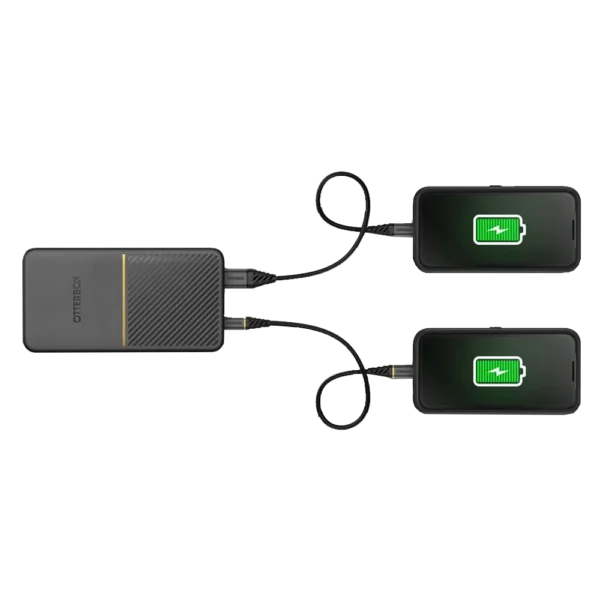 OtterBox portable power bank charging two mobile devices with dual USB