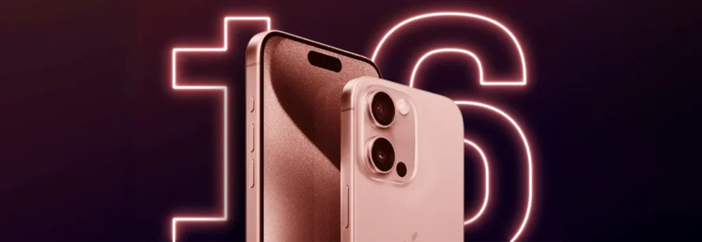 Pink iPhone 16 banner