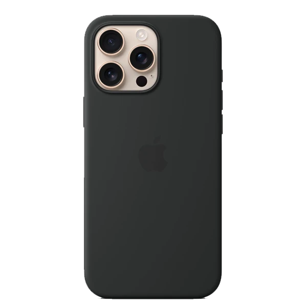 Cutout of Silicone iPhone 16 Pro Max case in Black