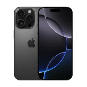 Front and rear side of iPhone 16 Pro and Pro Max in Black Titanium business