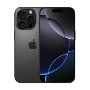 Front and rear side of iPhone 16 Pro and Pro Max in Black Titanium business