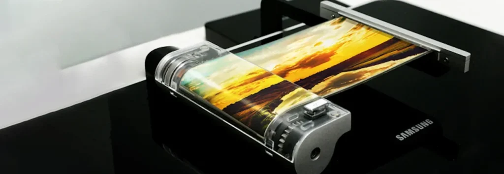 Close up shot of Samsung rollable screen mechanism concept