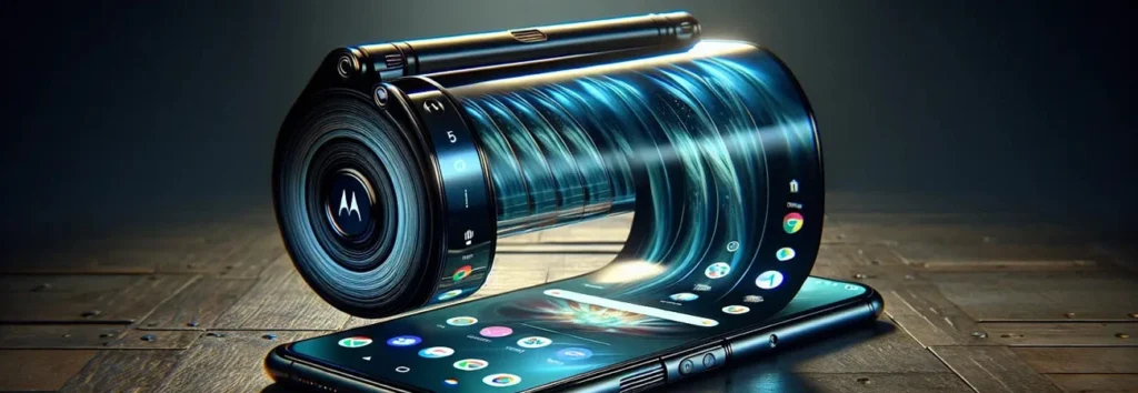 Concept design graphic of rollable phone screen camera