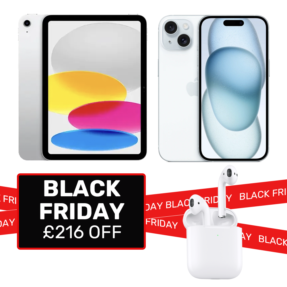 iPhone 15 plus, iPad 2022 and AirPods for business bundle deals black friday