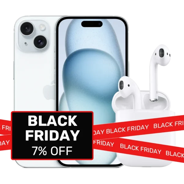 iPhone 15 Plus and AirPods Black Friday